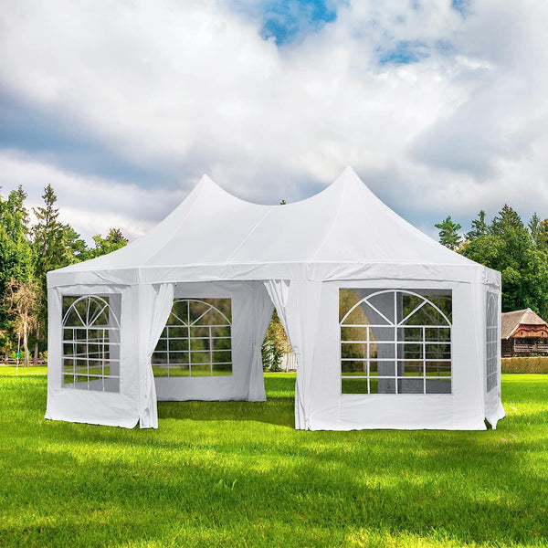 Yoleny 20*15 Ft Party Tent Gazebo Pavilion Adjustable Removable Sidewalls Shelter for Wedding, Garden, White