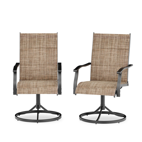 SOBREMESA Patio Swing Dining Chairs Set of 2, Stackable Outdoor Swing Chairs, All Weather Breathable Textile, Heavy Duty Metal Frame Porch Chairs for Backyard, Lawn (Only Chairs, Set of 2)