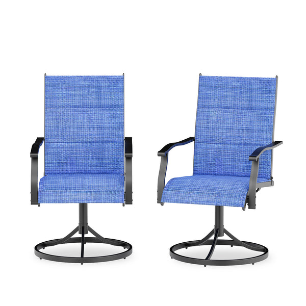 SOBREMESA Patio Swing Dining Chairs Set of 2, Stackable Outdoor Swing Chairs, All Weather Breathable Textile, Heavy Duty Metal Frame Porch Chairs for Backyard, Lawn (Only Chairs, Set of 2)