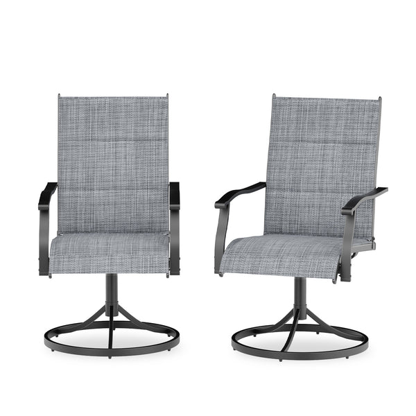 SOBREMESA Patio Swing Dining Chairs Set of 2, Stackable Outdoor Swing Chairs, All Weather Breathable Textile, Heavy Duty Metal Frame Porch Chairs for Backyard, Lawn (Only Chairs, Set of 2)