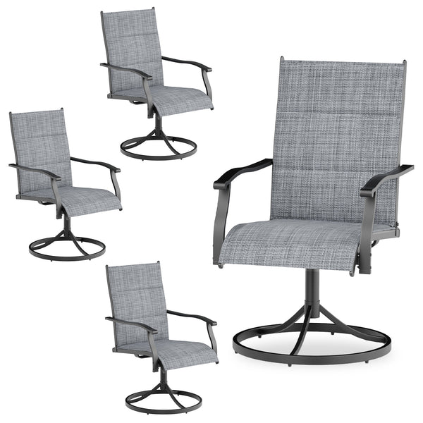 SOBREMESA Patio Swing Dining Chairs Set of 4, Stackable Outdoor Swing Chairs, All Weather Breathable Textile, Heavy Duty Metal Frame Porch Chairs for Backyard, Lawn (Only Chairs, Set of 4)
