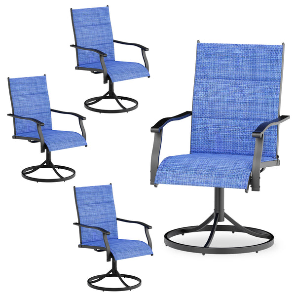 SOBREMESA Patio Swing Dining Chairs Set of 4, Stackable Outdoor Swing Chairs, All Weather Breathable Textile, Heavy Duty Metal Frame Porch Chairs for Backyard, Lawn (Only Chairs, Set of 4)