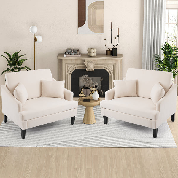 Bezsller Oversized Accent Chair, 41'' Wide Seat Comfy Armchair with 2 Pillows, Upholstered Big Reading Chair, Modern Single Sofa Chair for Living Room Bedroom Apartment Office, Beige/Dark Grey/Light Grey/Green/Blue/Floral