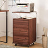 3 Drawer File Cabinet with Extended Desktop, File Cabinets for Home Office, Wood Mobile Filing Cabinet, Printer Stand with Lockable Wheels, Walnut