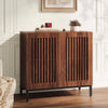 Buffet Sideboard Cabinet with Louvered Doors & Adjustable Shelf, Wood Storage Cabinet for Kitchen, Dining Room, Living Room, Entryway Walnut