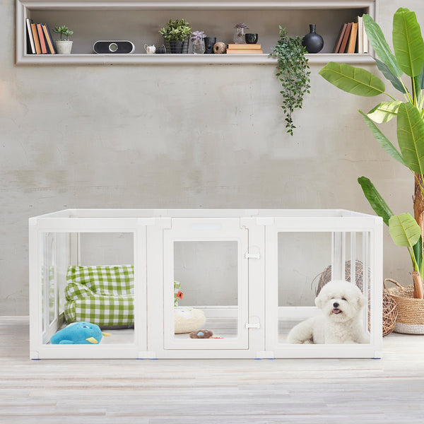 PXZEE 6/8/10 Panel Pet Playpen With Door, Easy Assembly Dog Playpen for Cats, Dogs, Rabbits and Other Small Animals