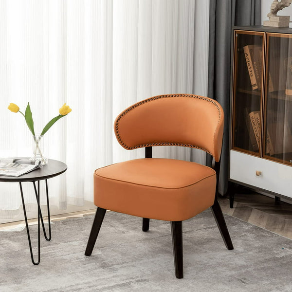 Mellcom Accent Chair, Upholstered Fabric Armless Chair, Mid Century Makeup Chair, Yellow