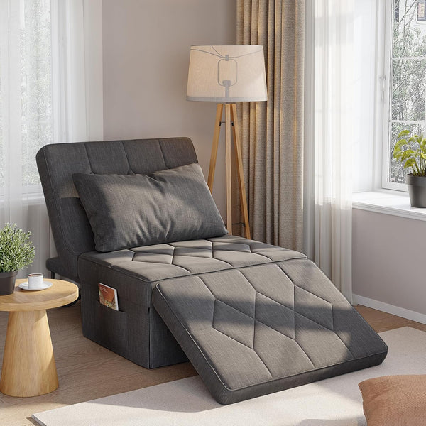 Richryce 4-in-1 Convertible Sofa Bed: 74" Adjustable Futon & Ottoman Sleeper for Small Spaces