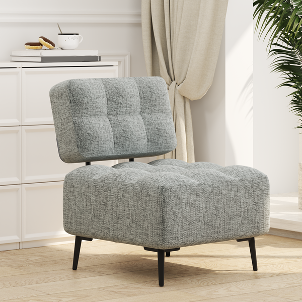 EROMMY Accent Chair, Mid Century Modern Chair with Thick Cushion & Metal Legs, Linen Leisure Chair Comfy Side Corner Chairs for Living Room, Bedroom, Study Room, Entryway