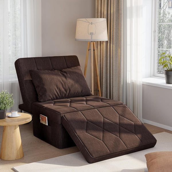 Richryce 4-in-1 Convertible Sofa Bed: 74" Adjustable Futon & Ottoman Sleeper for Small Spaces
