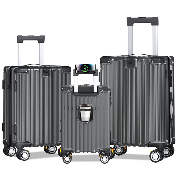 EROMMY Lightweight Hardshell Luggage Sets 3 Piece, with Double Spinner Wheels, ABS+PC Hardside Suitcase Set with TSA Lock & YKK Zipper for Women Men Travel, Expandable, 20/24/28"