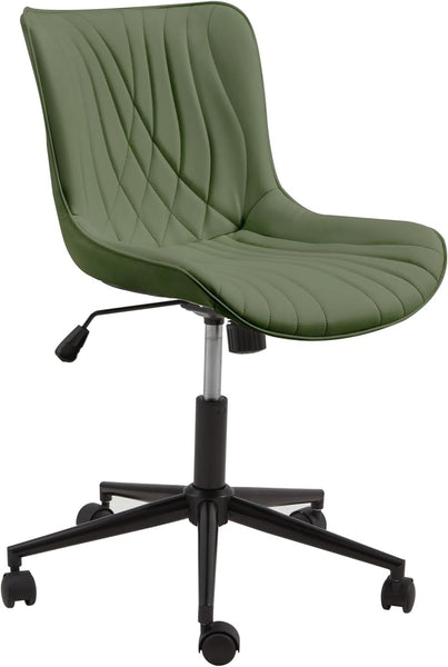 EROMMY Armless Office Chair, Small Armless Desk Chair with Wheels for Women, Adjustable and Swivel Modern Faux Leather Vanity with Back, Ergonomic Rocking16