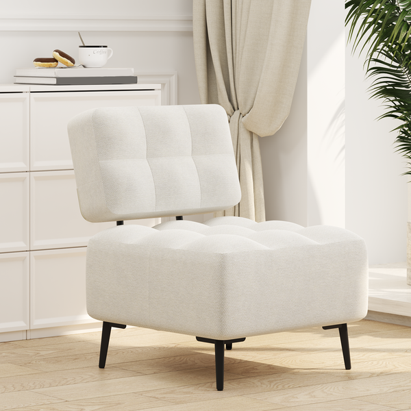 EROMMY Accent Chair, Mid Century Modern Chair with Thick Cushion & Metal Legs, Linen Leisure Chair Comfy Side Corner Chairs for Living Room, Bedroom, Study Room, Entryway