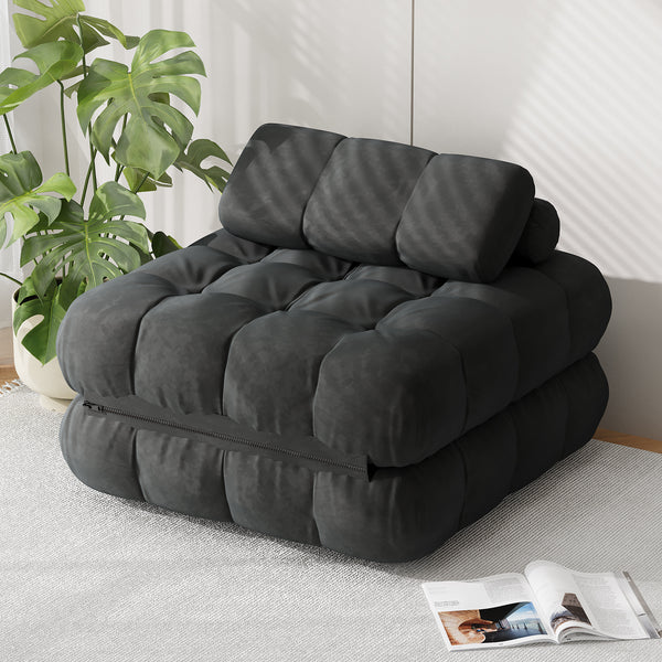 Richryce Single Size Folding Futon Sofa Bed, 3-in-1 Convertible Sleeper Chair, with Pillow, Portable Floor Mattress & Lounge Couch, for Living Room, Bedroom, Dorm