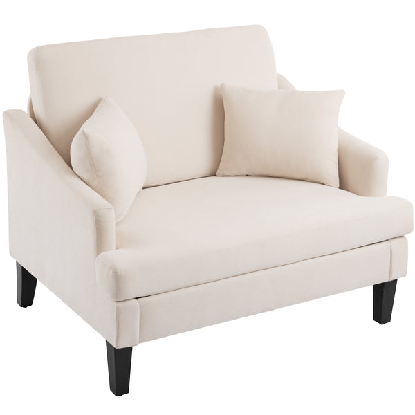 Bezsller Oversized Accent Chair, 41'' Wide Seat Comfy Armchair with 2 Pillows, Upholstered Big Reading Chair, Modern Single Sofa Chair for Living Room Bedroom Apartment Office, Beige/Dark Grey/Light Grey/Green/Blue/Floral