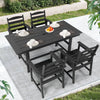 5 Pieces Patio Dining Table Sets, Outdoor HDPE Dining Furniture Set with Umbrella Hole Table and 4 Chairs for Deck, Garden, Backyard