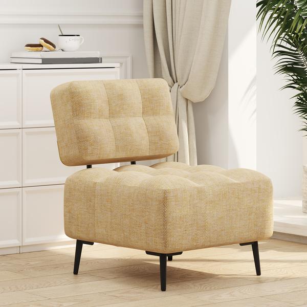 EROMMY Accent Chair, Mid Century Modern Chair with Thick Cushion & Metal Legs, Linen Leisure Chair Comfy Side Corner Chairs for Living Room, Bedroom, Study Room, Entryway