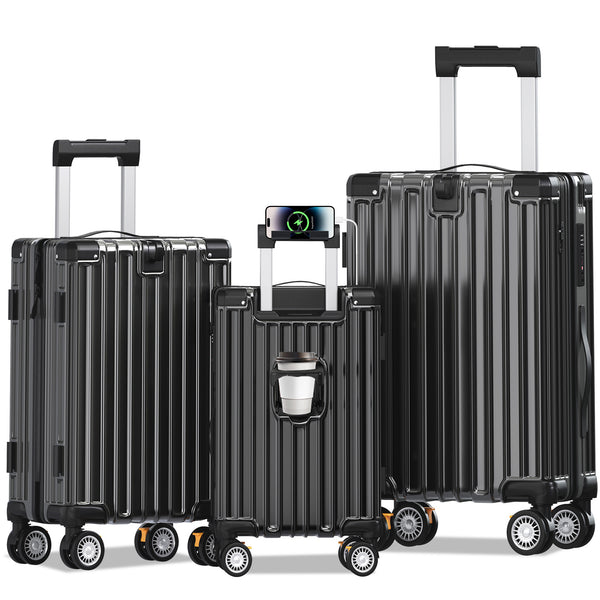EROMMY Lightweight Hardshell Luggage Sets 3 Piece, with Double Spinner Wheels, ABS+PC Hardside Suitcase Set with TSA Lock & YKK Zipper for Women Men Travel, Expandable, 20/24/28"