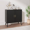 Fluted Storage Cabinet, 2 Doors Buffet Sideboard, Mid Century Modern Accent Cabinet with Adjustable Shelves, Multifunctional Console Table with Storage for Living Room, Kitchen, Entryway