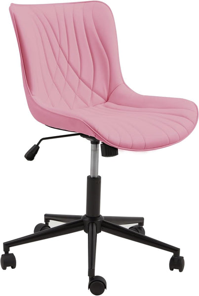 EROMMY Armless Office Chair, Small Armless Desk Chair with Wheels for Women, Adjustable and Swivel Modern Faux Leather Vanity with Back, Ergonomic Rocking16