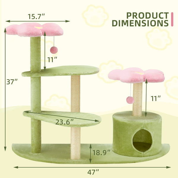 Mellcom 37" H Cat Tree,Cat Tower with Sisal Scratching Posts for Indoor Small Cats