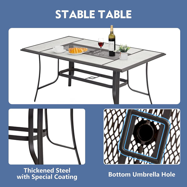 Yoleny 7-Piece Outdoor Dining Furniture Set with Cushion and Stitching Stripes