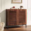 Buffet Sideboard Cabinet with Louvered Doors & Adjustable Shelf, Wood Storage Cabinet for Kitchen, Dining Room, Living Room, Entryway Walnut