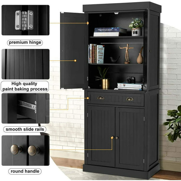 Erommy Kitchen Pantry, 72” Freestanding Storage Cabinets ,black