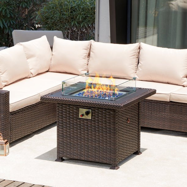 Erommy 21.3" Square Propane Fire Pit Wind Guard for 32" Fire Table 4.7" High