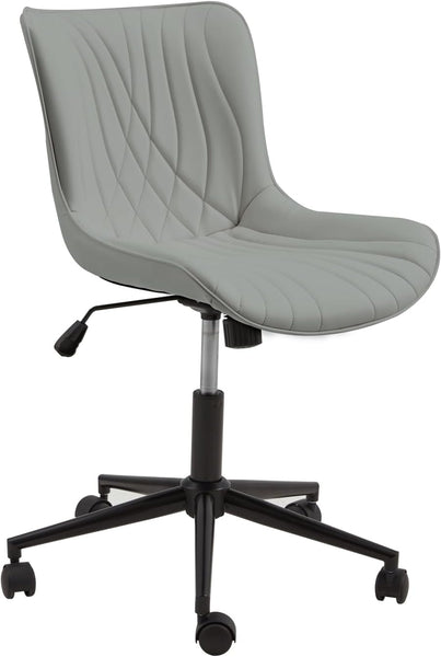 EROMMY Armless Office Chair, Small Armless Desk Chair with Wheels for Women, Adjustable and Swivel Modern Faux Leather Vanity with Back, Ergonomic Rocking16