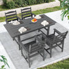 5 Pieces Patio Dining Table Sets, Outdoor HDPE Dining Furniture Set with Umbrella Hole Table and 4 Chairs for Deck, Garden, Backyard
