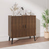 Fluted Storage Cabinet, 2 Doors Buffet Sideboard, Mid Century Modern Accent Cabinet with Adjustable Shelves, Multifunctional Console Table with Storage for Living Room, Kitchen, Entryway