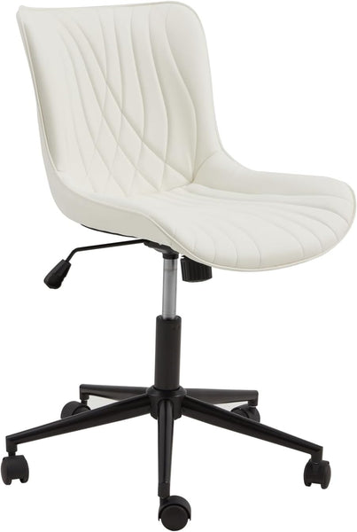 EROMMY Armless Office Chair, Small Armless Desk Chair with Wheels for Women, Adjustable and Swivel Modern Faux Leather Vanity with Back, Ergonomic Rocking16