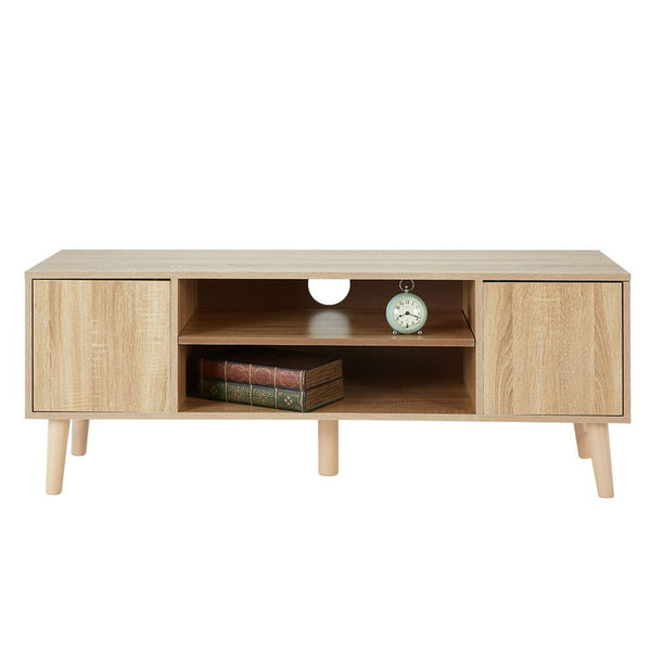 Mellcom 51" TV Stand, Mid-Century Wood TV Console Cabinet with Storage Shelf for Living Room