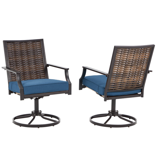 Erinnyees Cast Aluminum Outdoor Patio Dining Chair - Set of 2, Blue