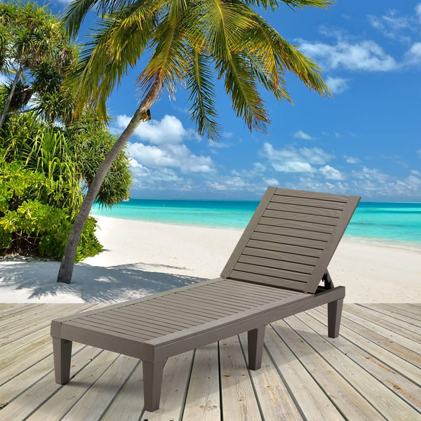 Hommow Outdoor Chaise Lounge Chair,Set of 2 Adjustable Patio Chaise Lounges,Brown