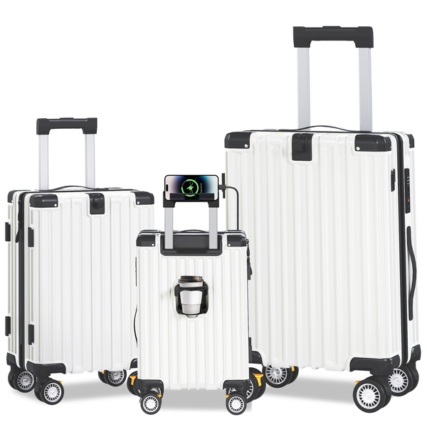 EROMMY Lightweight Hardshell Luggage Sets 3 Piece, with Double Spinner Wheels, ABS+PC Hardside Suitcase Set with TSA Lock & YKK Zipper for Women Men Travel, Expandable, 20/24/28"
