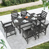 5 Pieces Patio Dining Table Sets, Outdoor HDPE Dining Furniture Set with Umbrella Hole Table and 4 Chairs for Deck, Garden, Backyard