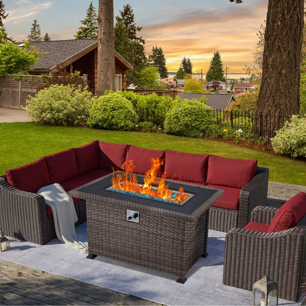 Erommy 50'' Propane Fire Pit Table with Cover, Aluminum Tabletop