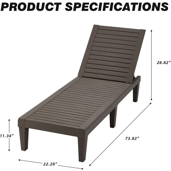 Hommow Outdoor Chaise Lounge Chair,Set of 2 Adjustable Patio Chaise Lounges,Brown