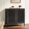 Buffet Sideboard Cabinet with Louvered Doors & Adjustable Shelf, Wood Storage Cabinet for Kitchen, Dining Room, Living Room, Entryway Walnut