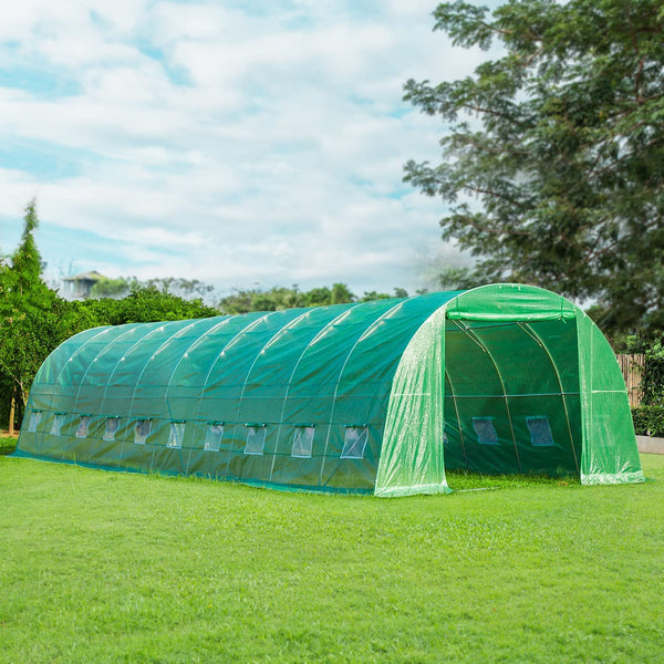 Yoleny 40' x 12' x 7.5' Greenhouse, Large Walk-in Greenhouse with 2 Roll-up Zippered Doors&20 Screen Windows for Outside Heavy Duty Winter, Green