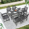 5 Pieces Patio Dining Table Sets, Outdoor HDPE Dining Furniture Set with Umbrella Hole Table and 4 Chairs for Deck, Garden, Backyard