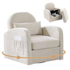 Swivel Accent Chair with Hidden Storage, Armchair with Lumbar Pillow and Side Pocket for Living Room