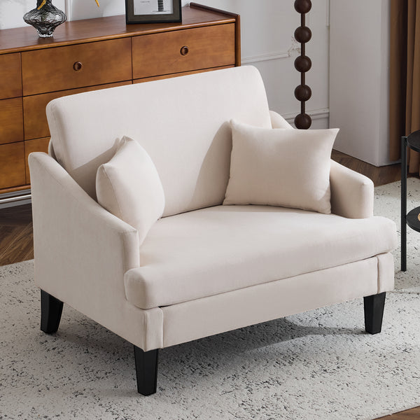 Bezsller Oversized Accent Chair, 41'' Wide Seat Comfy Armchair with 2 Pillows, Upholstered Big Reading Chair, Modern Single Sofa Chair for Living Room Bedroom Apartment Office, Beige/Dark Grey/Light Grey/Green/Blue/Floral