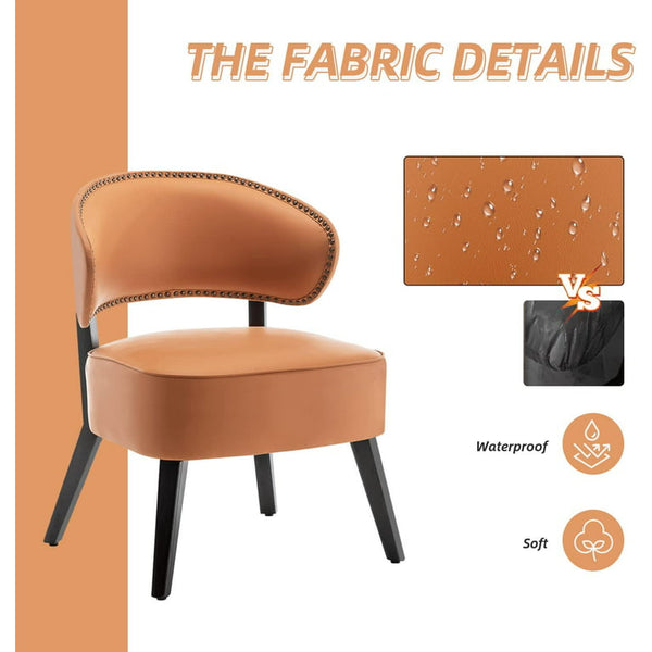 Mellcom Accent Chair, Upholstered Fabric Armless Chair, Mid Century Makeup Chair, Yellow