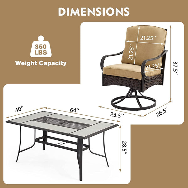 Yoleny 7-Piece Outdoor Dining Furniture Set with Cushion and Stitching Stripes