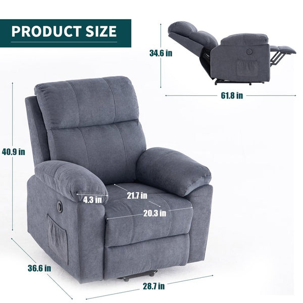 Mellcom Power Lift Recliner Chair with Massage and Heat, Linen Fabric Recliners for Elderly, Light Grey