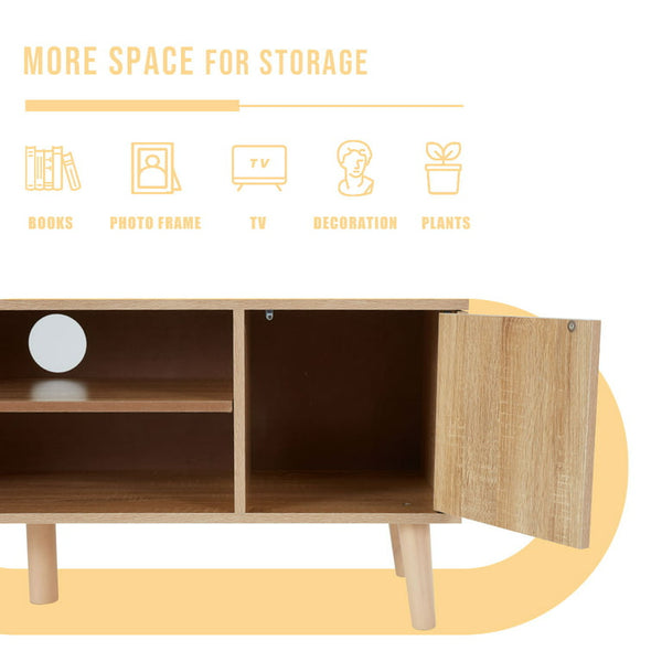 Mellcom 51" TV Stand, Mid-Century Wood TV Console Cabinet with Storage Shelf for Living Room
