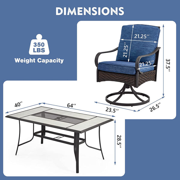 Yoleny 7-Piece Outdoor Dining Furniture Set with Cushion and Stitching Stripes